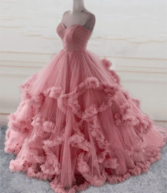 Robe de bal longue rose, robe de soirée M5930