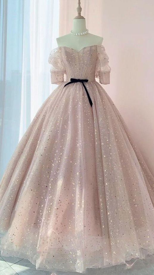 Robe de bal longue en tulle rose, robe Sweet 16, robe de bal M5403