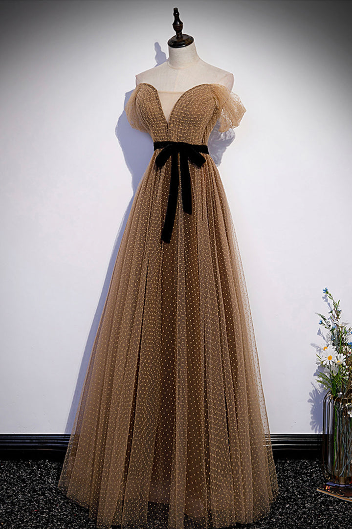 Cute tulle long prom dress A line evening dress M5379