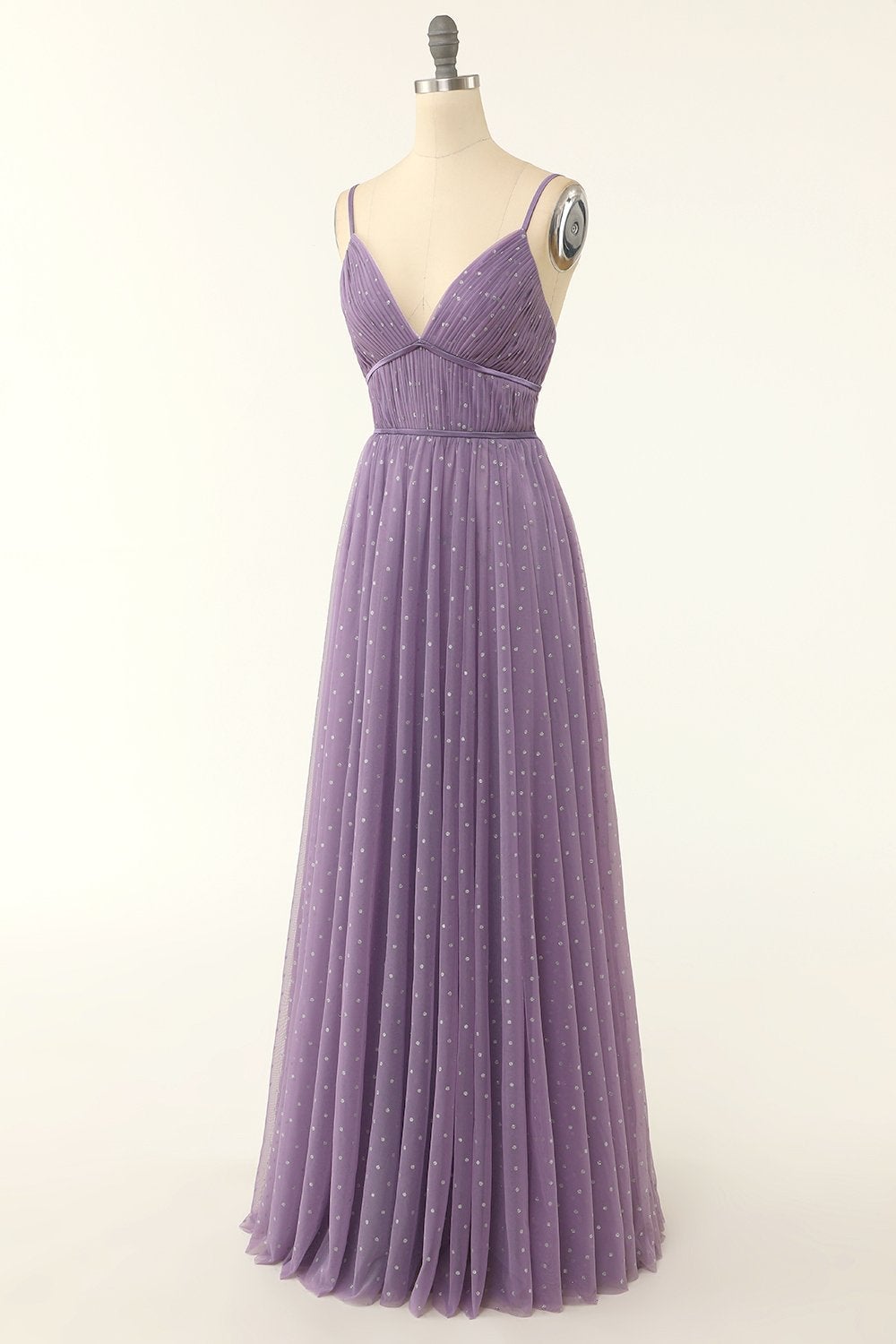 Robe de demoiselle d'honneur longue coupe trapèze à volants M5692