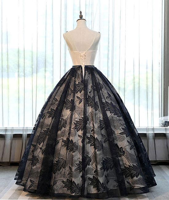 Robe de bal longue en dentelle à col rond unique, robe de soirée en dentelle M4876