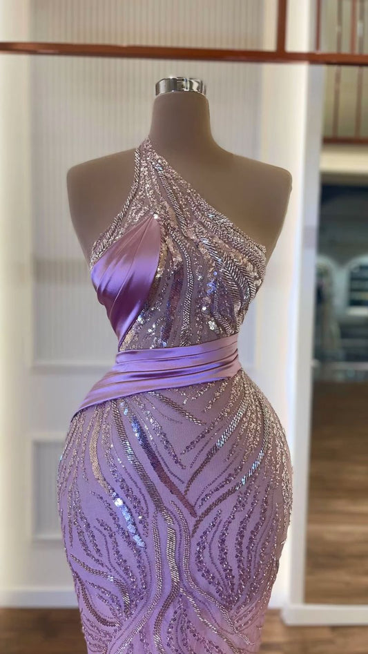 SOFT LILAC HAUTE COUTURE DRESS,ED54588