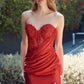 Stunning Homecoming Dress Strapless Applique Tulle Sequins Slit Back to School Outfits Party Dress D7893