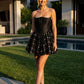 Fashionable Homecoming Dress Strapless Rinestone Bead Tulle Back to School Outfits Party Dress D7880