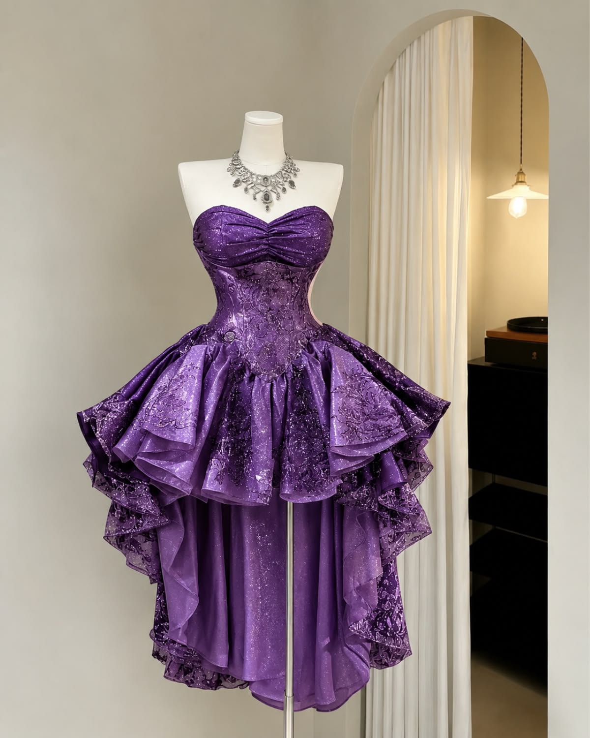 Charming Purple A Line Sweetheart Neck Sequin Satin Short Homecoming Dress D7963