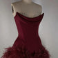 Unique Homecoming Dress Sweetheart Hugging Feather Back to School Outfits Party Dress D7751