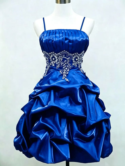 Spaghetti Straps Royal Blue Retro Homecoming Dress Short Birthday Dress D7970