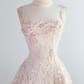 Retro Pink Floral Exquisite Embroidery Design A-Line Short Homecoming Dress Party Dress  D1670