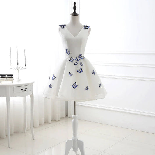 New Homecoming Dress V Neck Butterfly Back to School Outfits Party Dress D7622