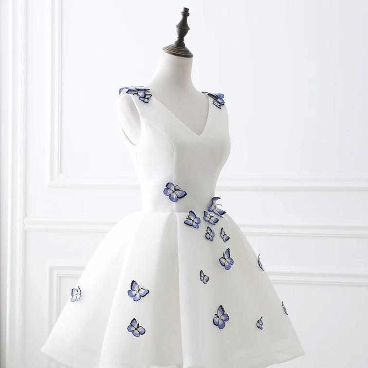 New Homecoming Dress V Neck Butterfly Back to School Outfits Party Dress D7622