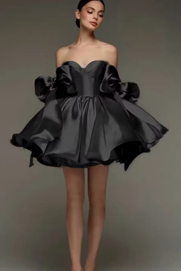 Beautiful Homecoming Dress Sweetheart Bowknot Pleated Back to School Outfits Party Dress D7170