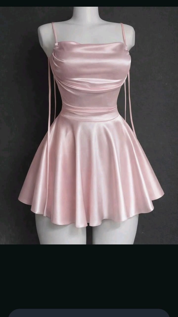 Stunning Homecoming Dress Pink Spaghetti Strap Pleated Backless Back to School Outfits Party Dress D6704
