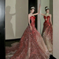 Vintage Gradient Red Sweetheart Strapless Mermaid Design Sexy Prom Dress Evening Dress D1719