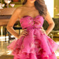 Unique Homecoming Dress Sweetheart Beaded A-Line Flower Cascade Back to School Outfits Party Dress D7778
