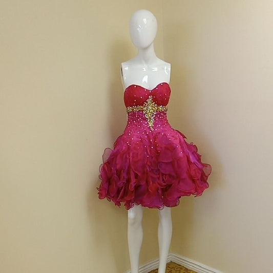 Stunning Homecoming Dress Sweetheart Rinestone Sequins Tulle Cascade Back to School Outfits Party Dress D7935