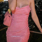 Pretty Homecoming Dress Spaghetti Strap Sequins Back to School Outfits Party Dress D6729