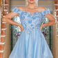 Unique Homecoming Dress Off the Shoulder Flower Beaded Sequins Back to School Outfits Party Dress D7768