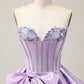 Beautiful Homecoming Dress Sweetheart Rinestone Bowknot Pleated Back to School Outfits Party Dress D7227