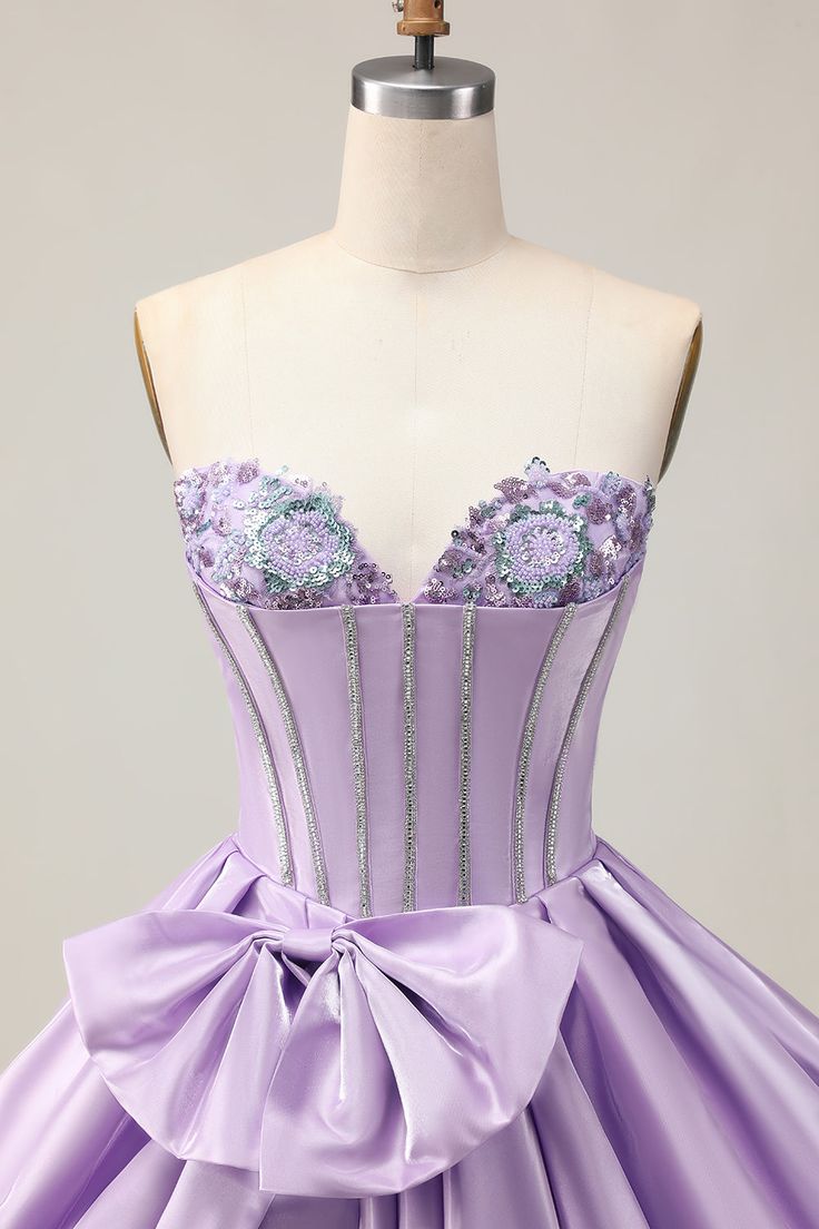 Beautiful Homecoming Dress Sweetheart Rinestone Bowknot Pleated Back to School Outfits Party Dress D7227