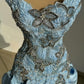 Chic Homecoming Dress Strapless Pleaed Beading Flower Rinestone Back to School Outfits Party Dress  D7400