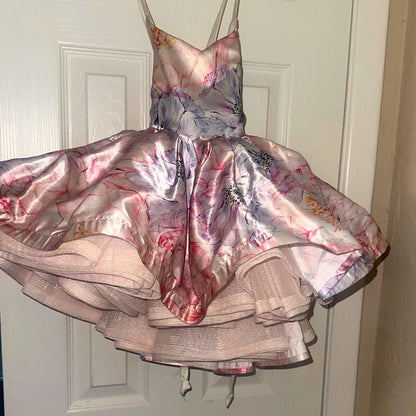Charming Homecoming Dress Spaghetti Strap Cascade Back to School Outfits Party Dress D7306