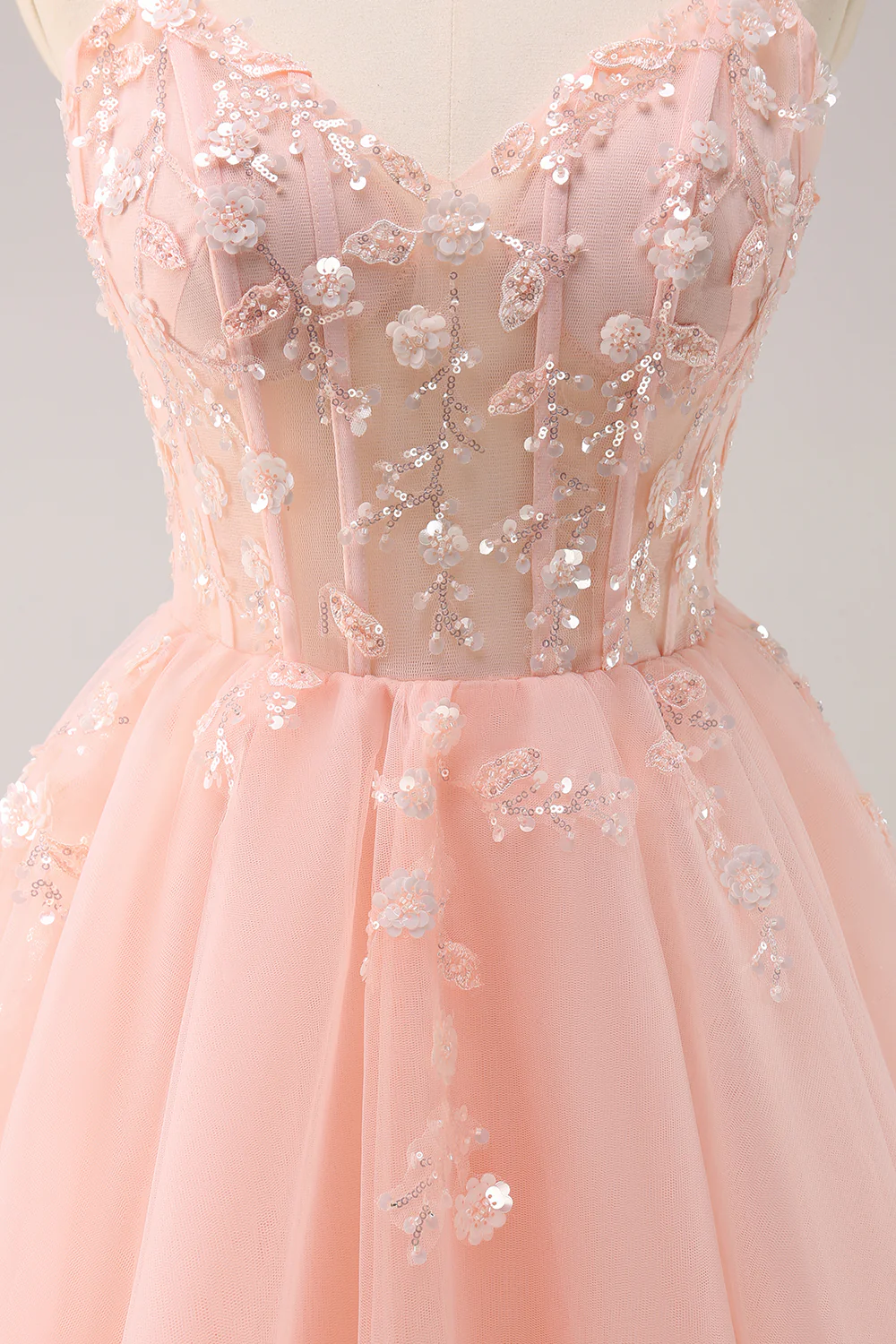 Vintage Pink 3D Flowers Design A-line Sleeveless Spaghetti Strap Homecoming Dress , D1369