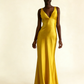 Turquoise V Neck Backless Mermaid Satin Long Formal Party Dress, MD7979