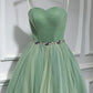 Pretty Homecoming Dress Spaghetti Straps Tulle Rinestone Short Prom Dress Back to School Outfits Party Dress  D6095
