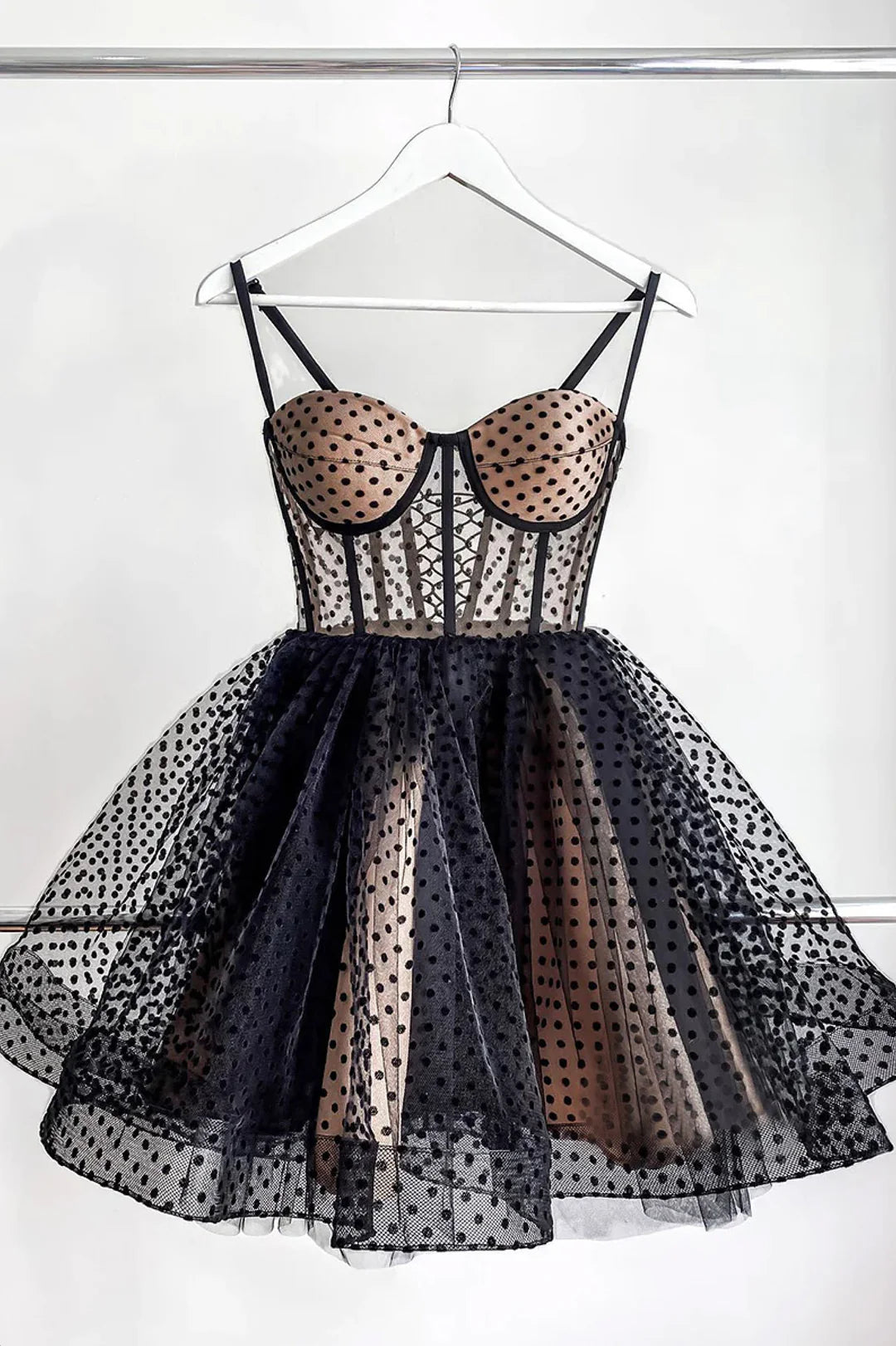Cute Homecoming Dress Tulle Spaghetti Straps Prom Dress Back to School Outfits Party Dress  D6105