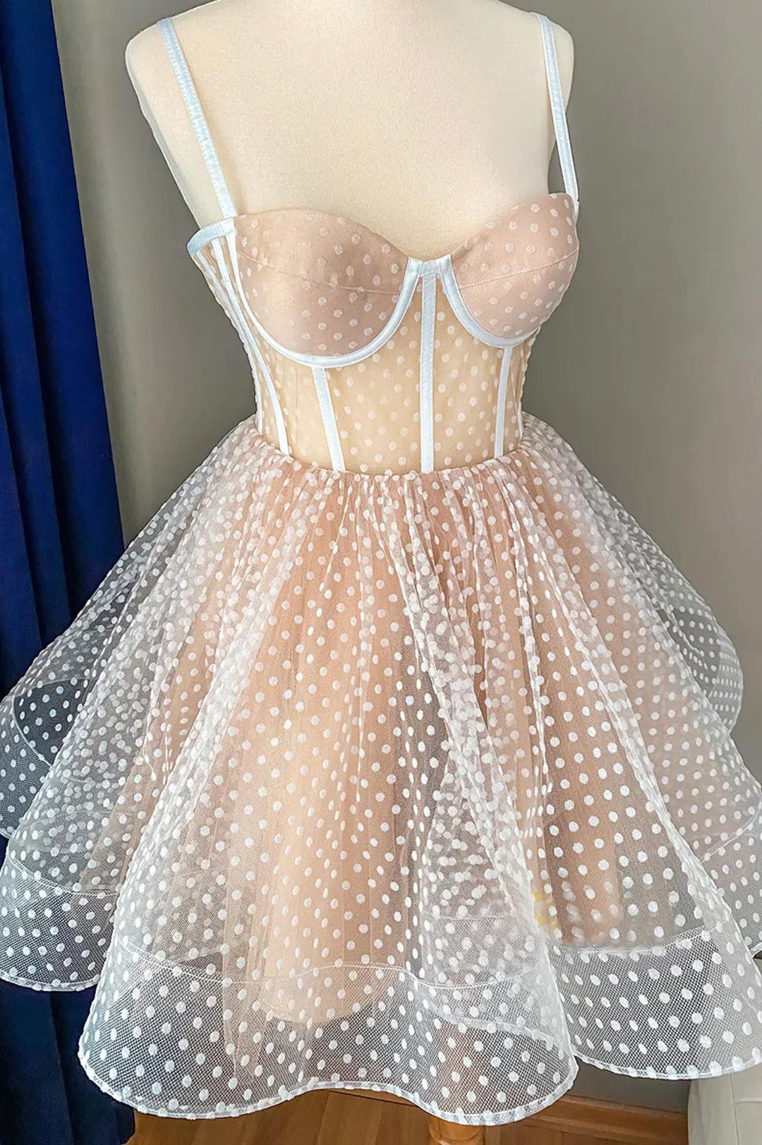 Cute Homecoming Dress Tulle Spaghetti Straps Prom Dress Back to School Outfits Party Dress  D6105