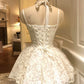 Chic Homecoming Dress Spaghetti Straps Lace Bowknot Beaded Applique Short Prom Dress Back to School Outfits Party Dress  D6032
