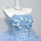Charming Homecoming Dress Strapless Flower Pleated Short Prom Dress Back to School Outfits Party Dress  D6010