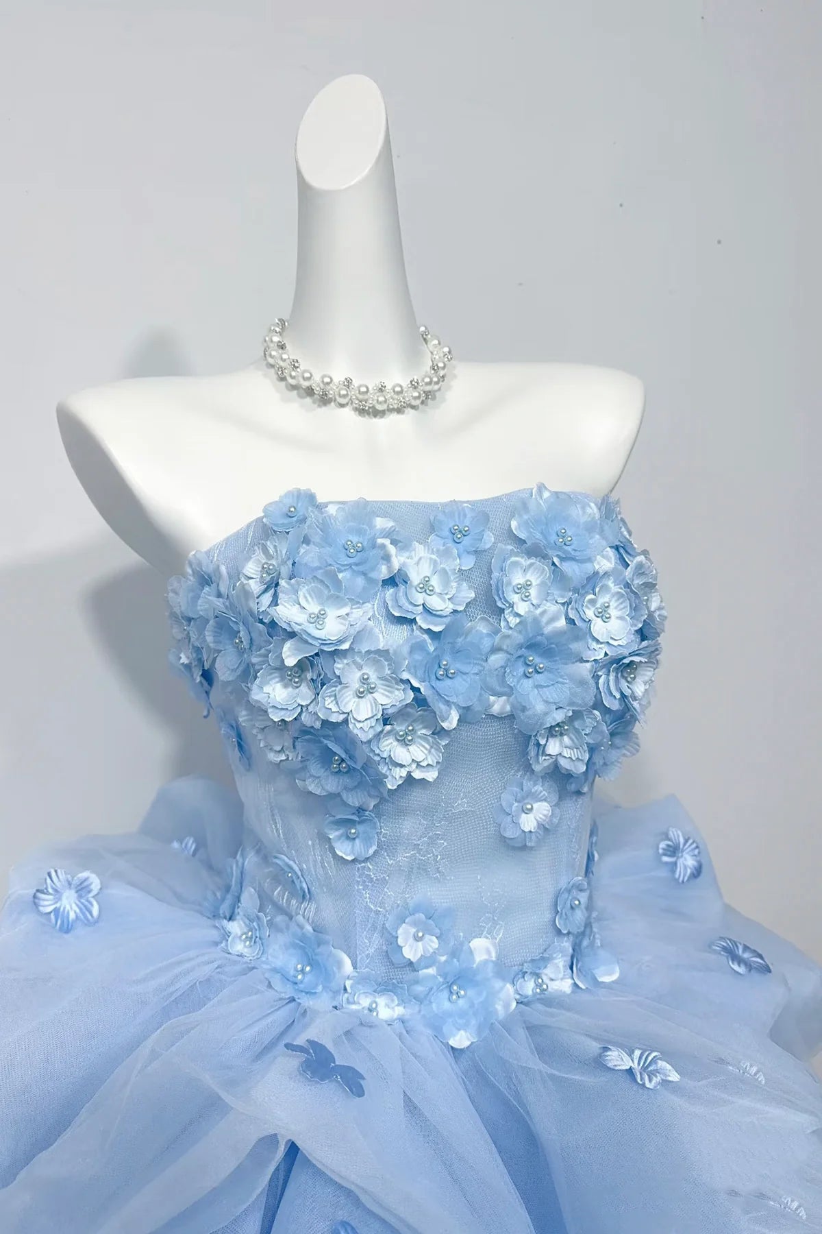 Charming Homecoming Dress Strapless Flower Pleated Short Prom Dress Back to School Outfits Party Dress  D6010