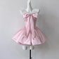 Coquette Pink Satin Strapless Homecoming Dress with Big Bow X001