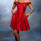 Fashionable Homecoming Dress Off the Shoulder Pleated A-Line Back to School Outfits Party Dress D7863