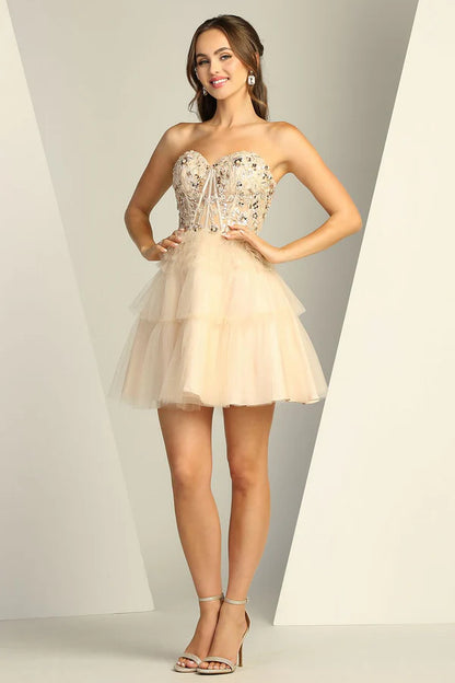 Fashionable Homecoming Dress Sweetheart Tulle Cascade Applique A-Line Back to School Outfits Party Dress D7884
