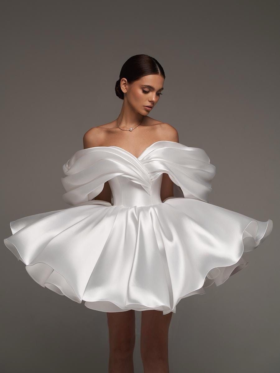 Beautiful Homecoming Dress Off the Shoulder Pleated Back to School Outfits Party Dress D7173