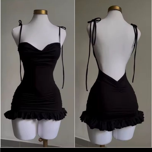 Sexy Black Straps Sheath Backless Short Party Dresses Homecoming Dresses, D1318