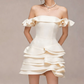 Charming Homecoming Dress Off the Shoulder Cascade Pleated Back to School Outfits Party Dress  D7378