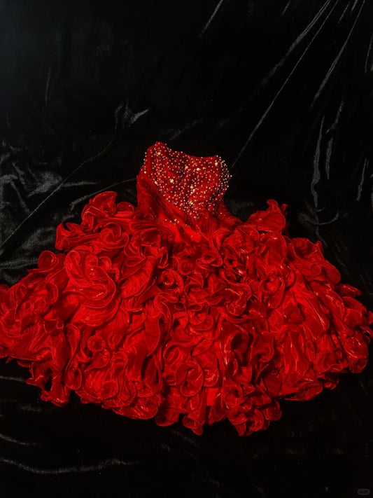 New Homecoming Dress Strapless Cascade Rinestone Back to School Outfits Party Dress D6891