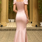 Robe de demoiselle d'honneur longue en satin rose, élégante, sans manches, style sirène, D360