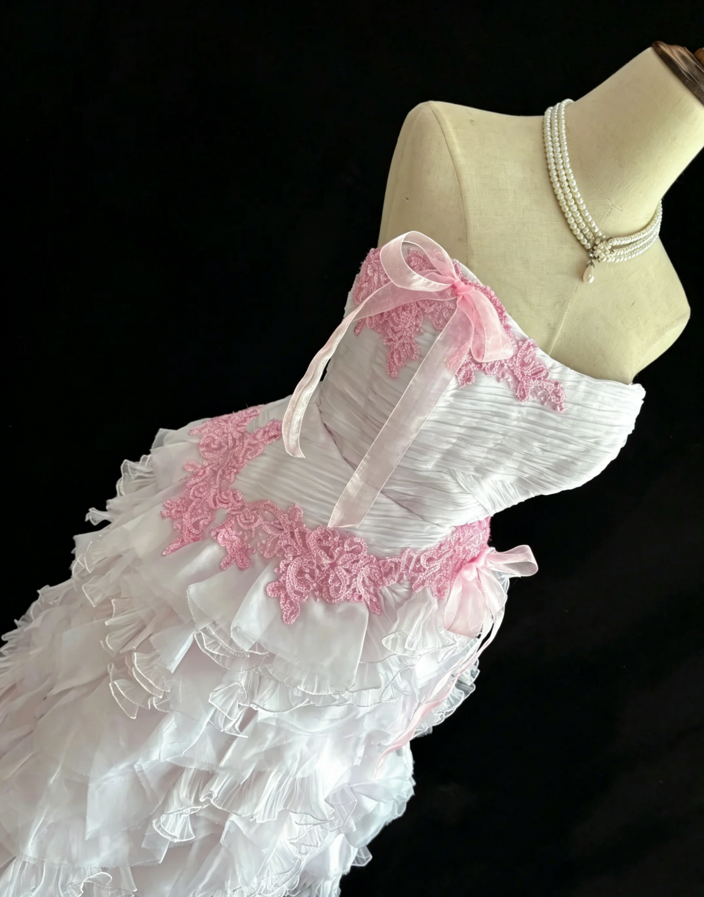 Chic Homecoming Dress Strapless Tulle Cascade Beading Prom Dress Back to School Outfits Party Dress  D6139