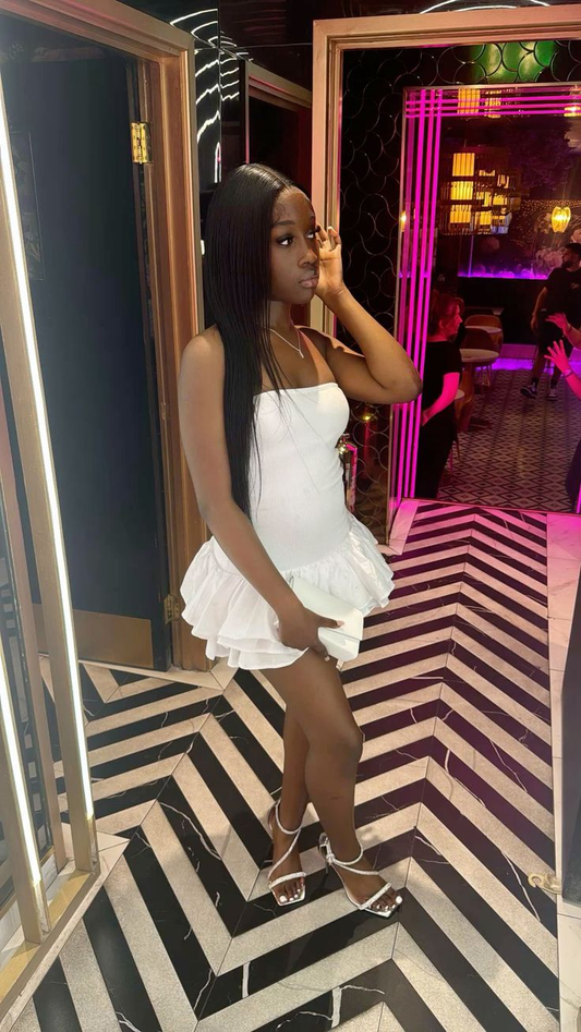 White Strapless A-Line Short Party Dresses Homecoming Dresses, D1277