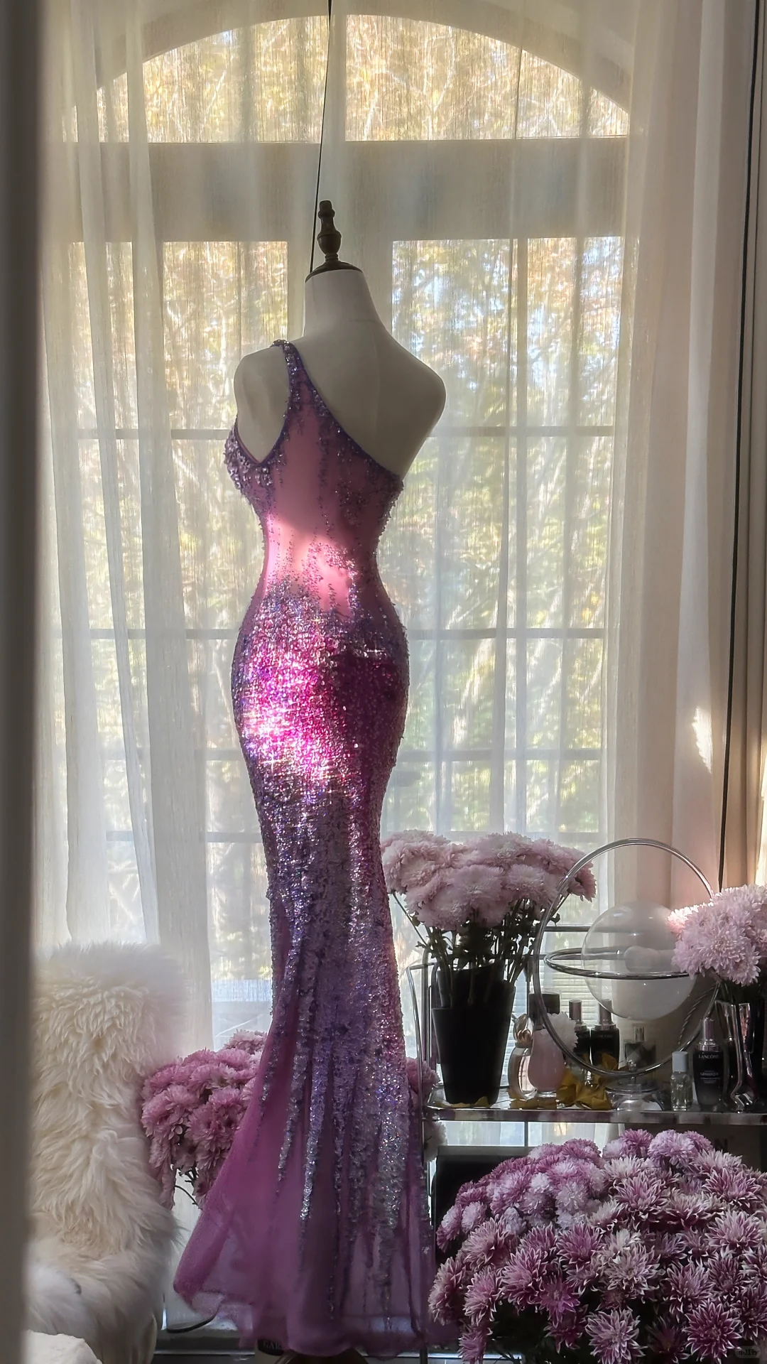 Purple One Shoulder Sequins Mermaid Long Prom Dress Vintage Party Dres – ModelDressy