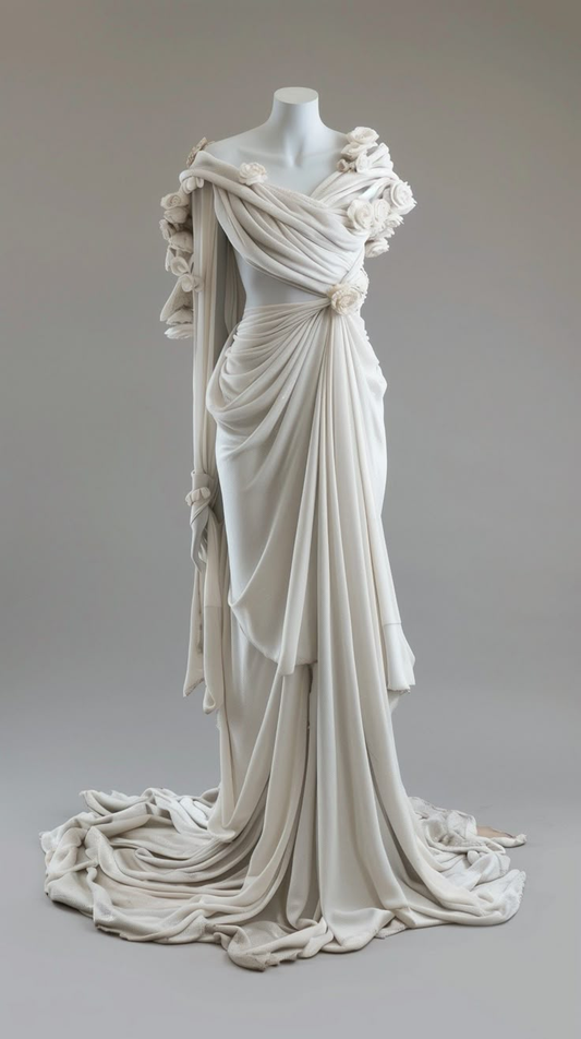 Elegantes elfenbeinfarbenes schulterfreies Meerjungfrau-Retro-Brautkleid, Abendkleid, D859