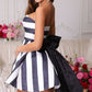 Unique Homecoming Dress Strapless Bowknot A-Line Beaded Back to School Outfits Party Dress D7787