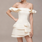 Charming Homecoming Dress Off the Shoulder Cascade Pleated Back to School Outfits Party Dress  D7378