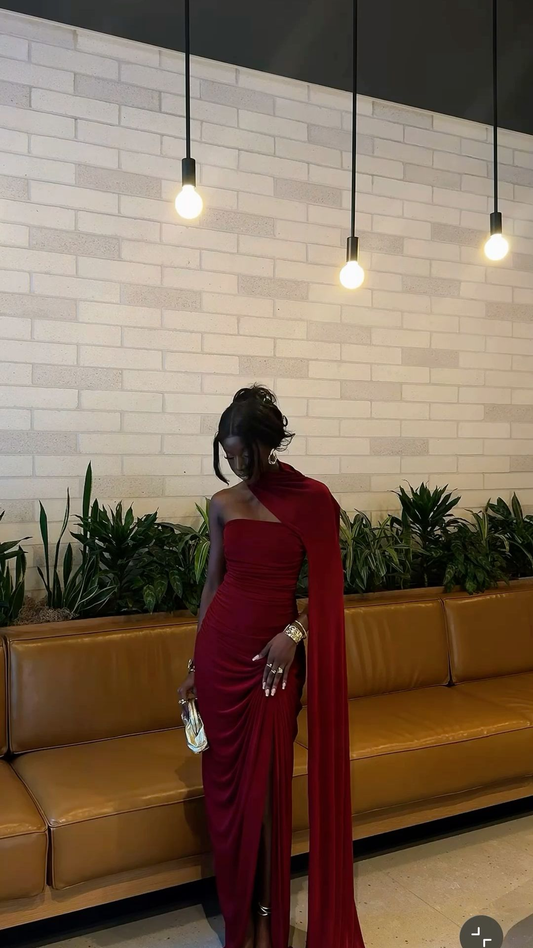 Sexy Burgundy Strapless Sheath Long Formal Evening Party Dresses, D1168
