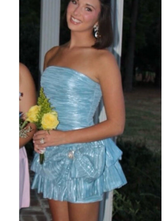 Stunning Homecoming Dress Strapless Bowknot Cascade Back to School Outfits Party Dress D6820