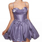 Unique Homecoming Dress Spaghetti Strap Pleated Back to School Outfits Party Dress D7809